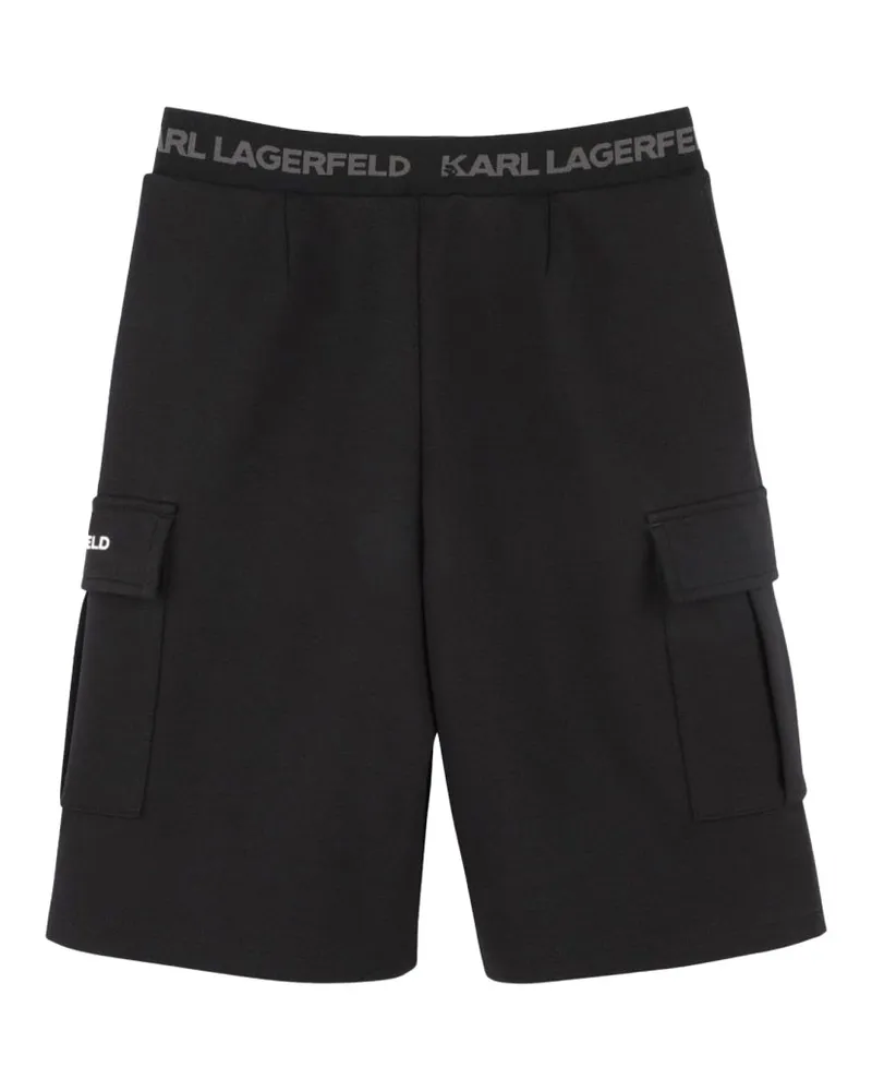 Karl Lagerfeld Stretch Cotton Blend Bermuda Shorts — Black Black
