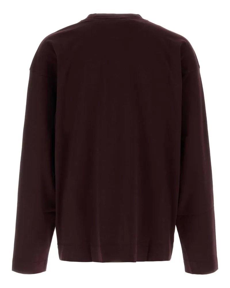 Dries van Noten Men's Grape Cotton Oversize Hegland T-Shirt Burgundy Exterior Exterior: T-shirts And Polos Burgundy