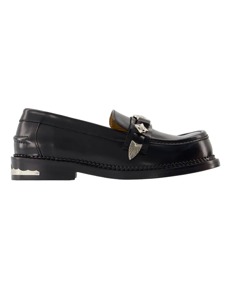 Toga Women's Aj1348 Loafers -  Leather Black Calfskin Shoes Flat-Shoes Black