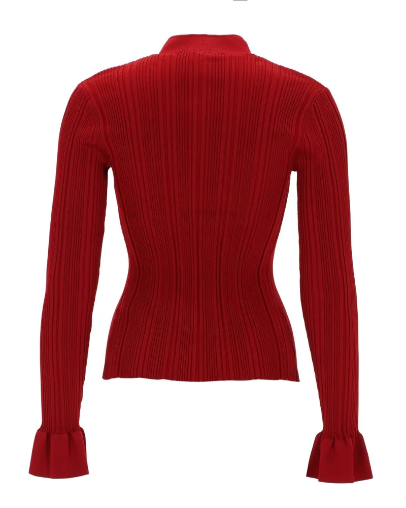Self-Portrait Jewel Button Cardigan — Red Red