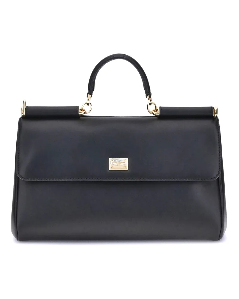 Dolce & Gabbana Women's Handbag My Sicily Black Calf Leather Shoulder Bags Black