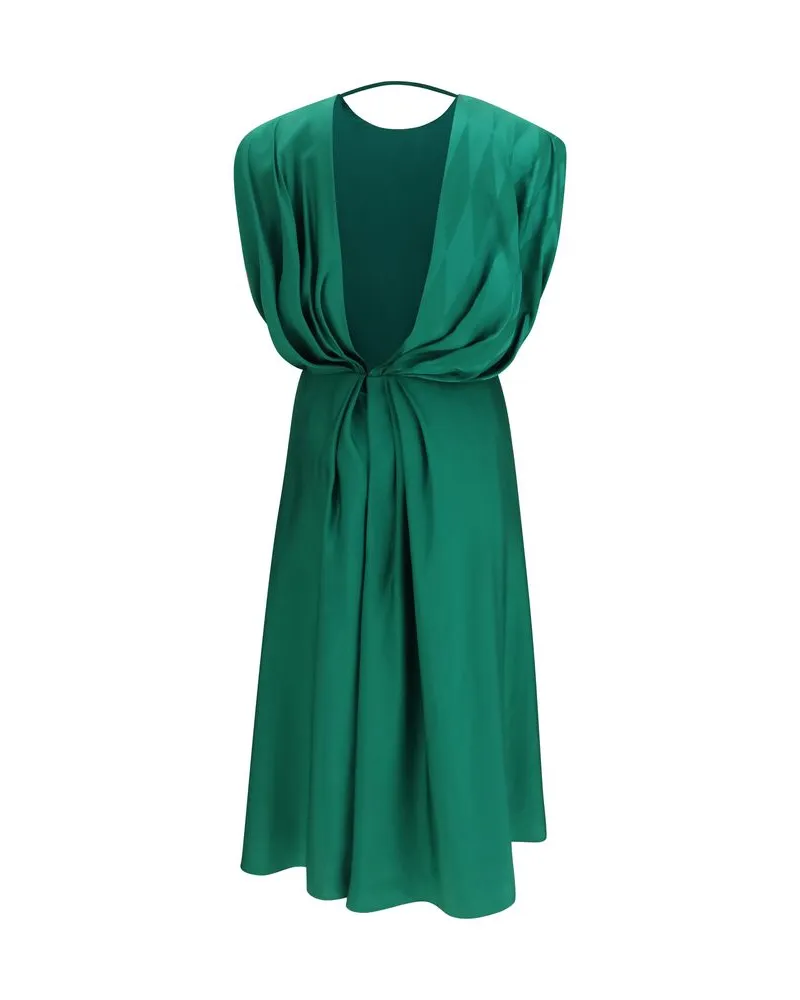 Versace Women's Bicolor Silk Casual Dress Green