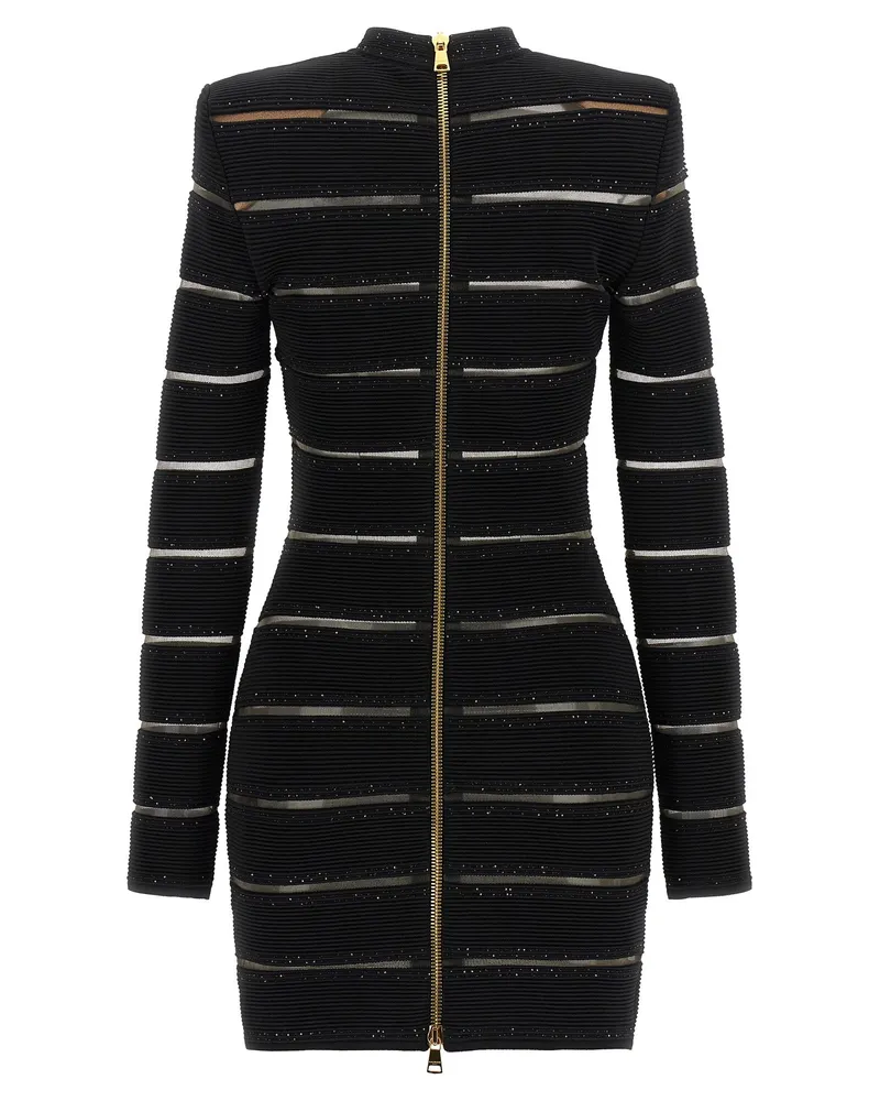 Balmain Sequin-Embellished Bodycon Dress — Black Black