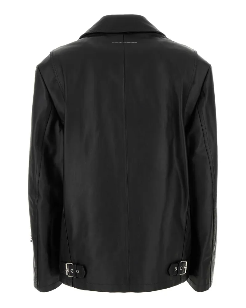 Maison Margiela Women's Black Leather Jacket Giacche Pelle In Black