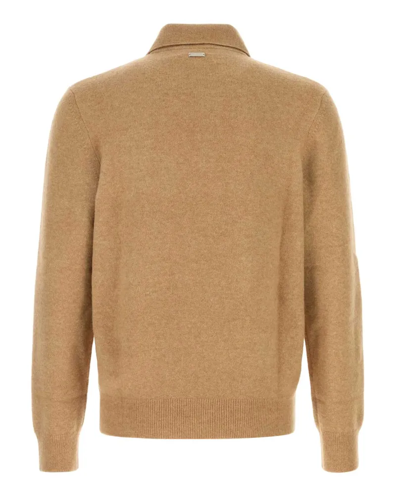 Ferragamo Men's Stretch Camel Blend Polo Shirt Beige