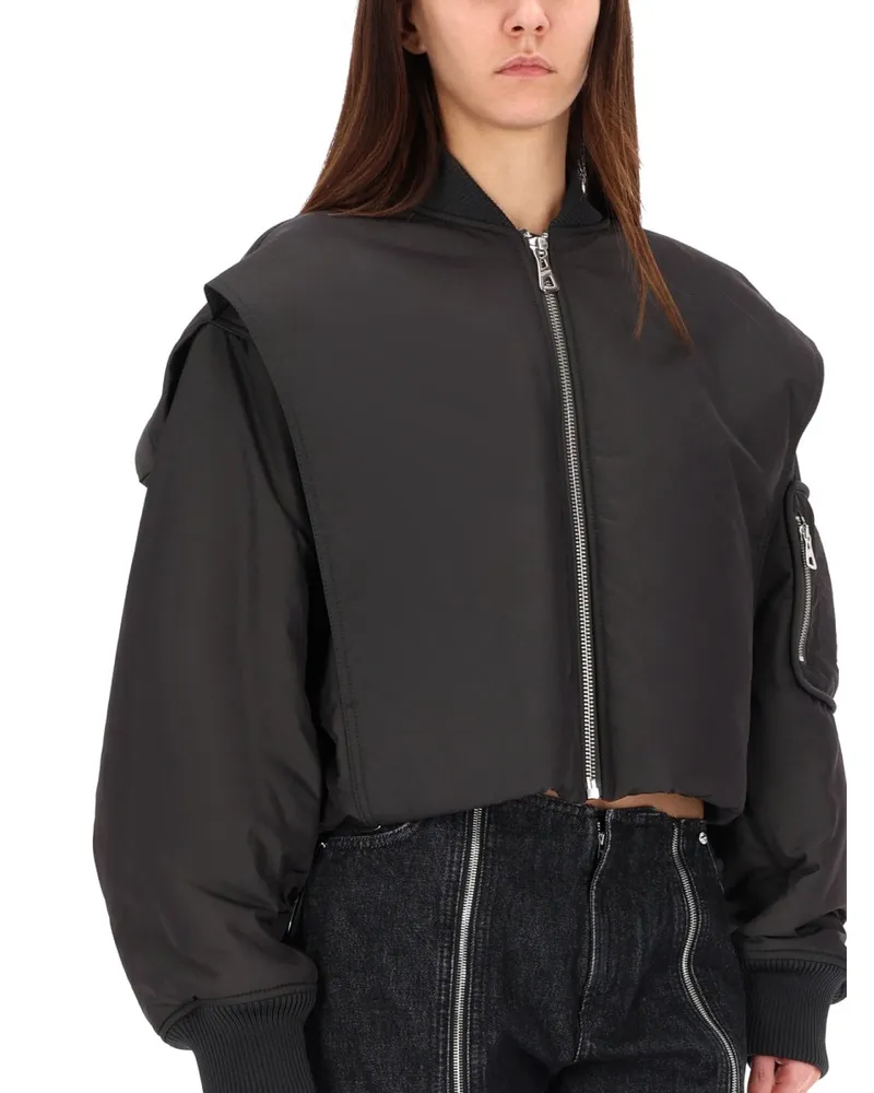 Jean Paul Gaultier Hooded Bomber Jacket — Gray Gray