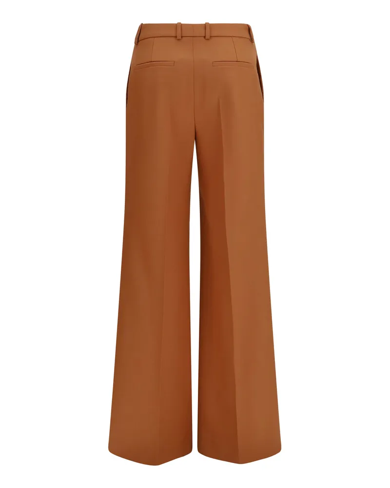 Chloé Women's High-Waisted Flared Cotton Pants Tannish Red Trousers Brown