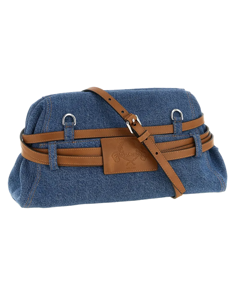 Moschino Women's Blue Cotton Clutch Bag Blue