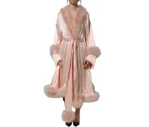 Silk Turkey Feather Robe — Pink