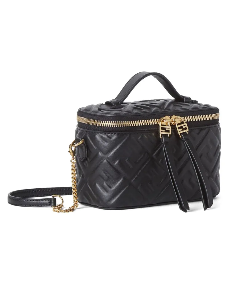 Fendi Women's Mini Vanity Leather Bag Black Handbags Hand Black