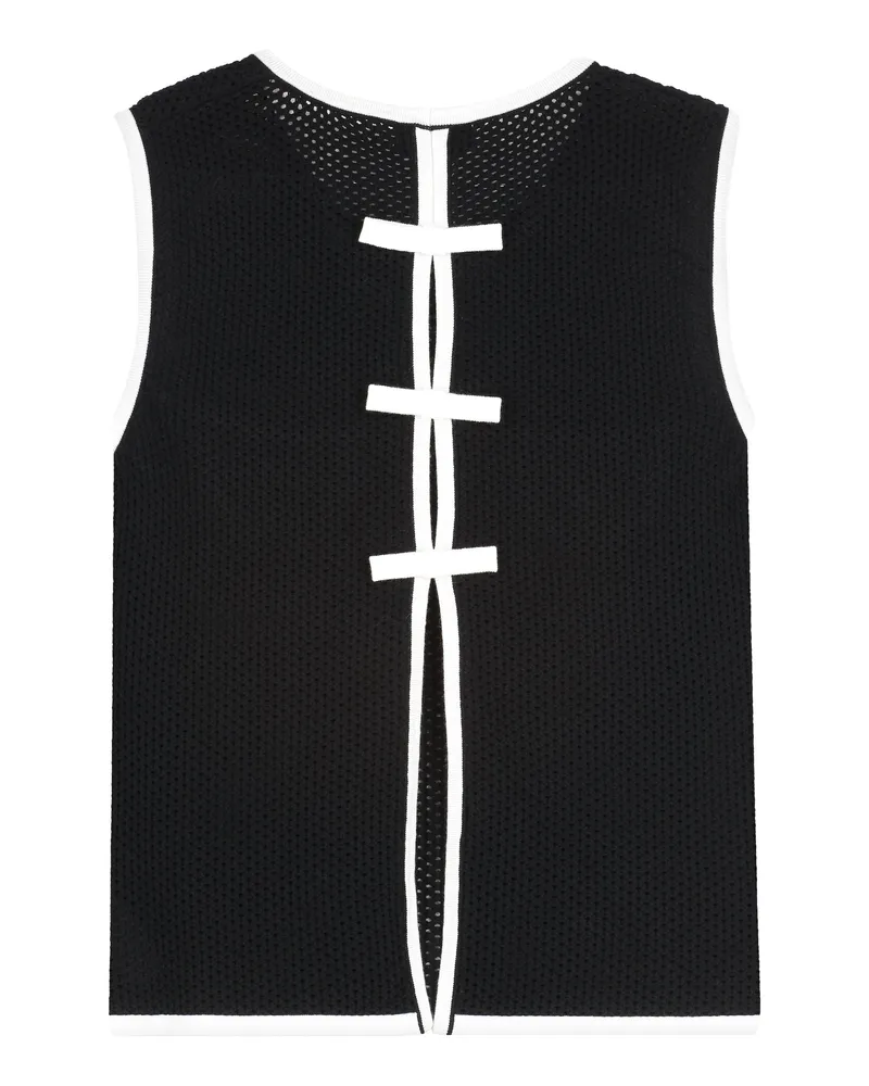 Elisabetta Franchi Women's Tank Top Black-Ivory Viscose Vests & Tops Black/ivory Black