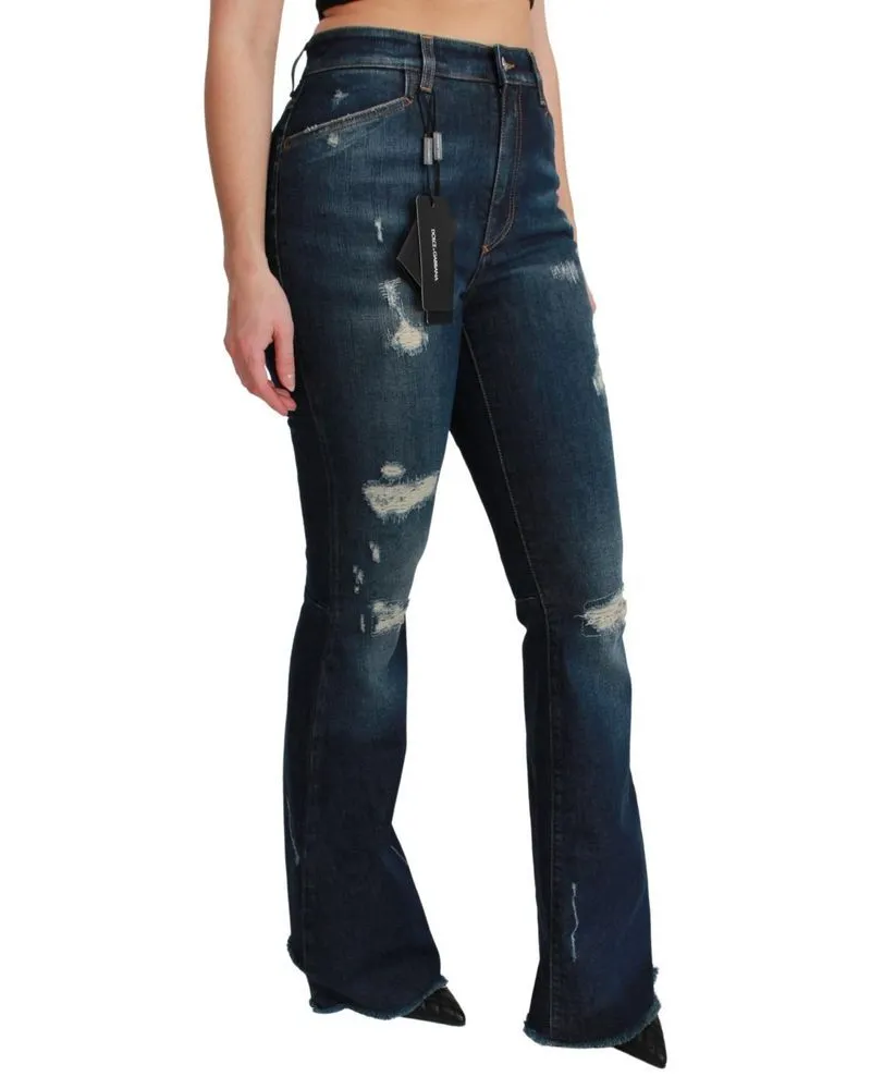 Dolce & Gabbana Women's Blue Cotton Flared Jeans Clothing Blue