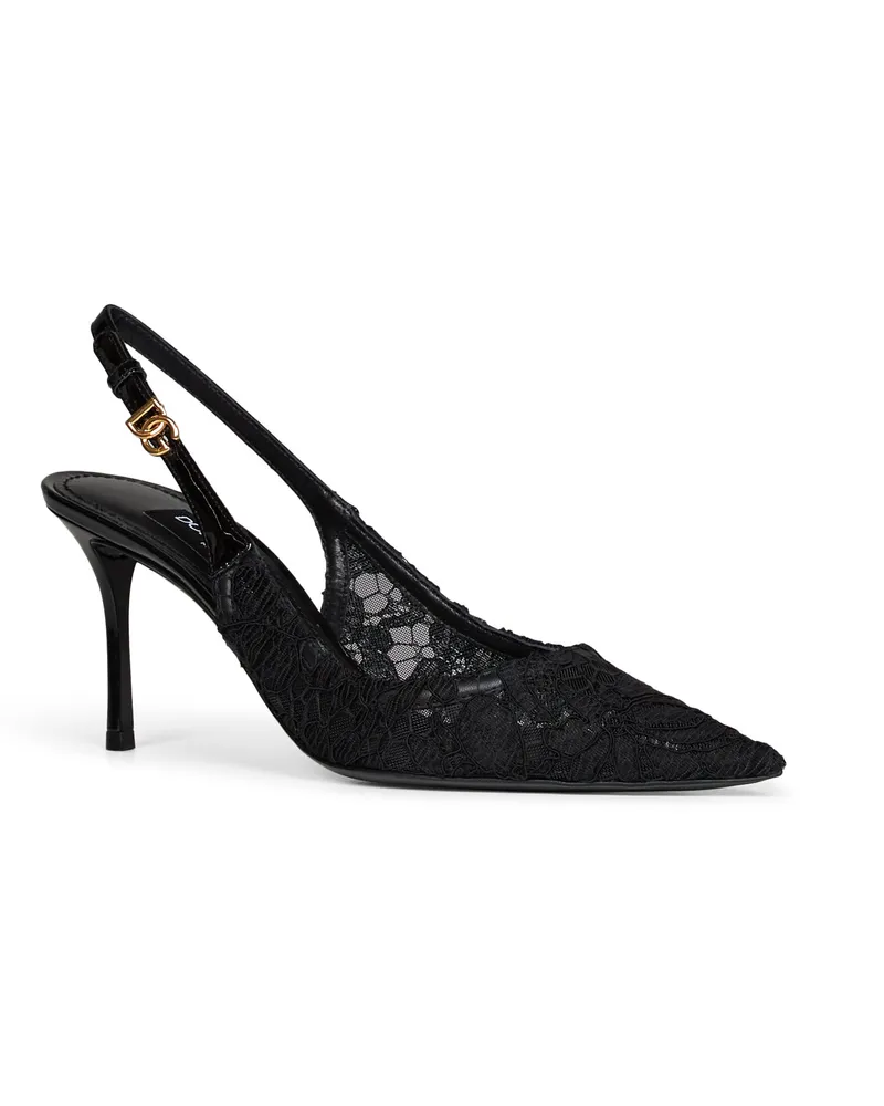 Dolce & Gabbana Taormina Lace Slingback Heel — Black Black