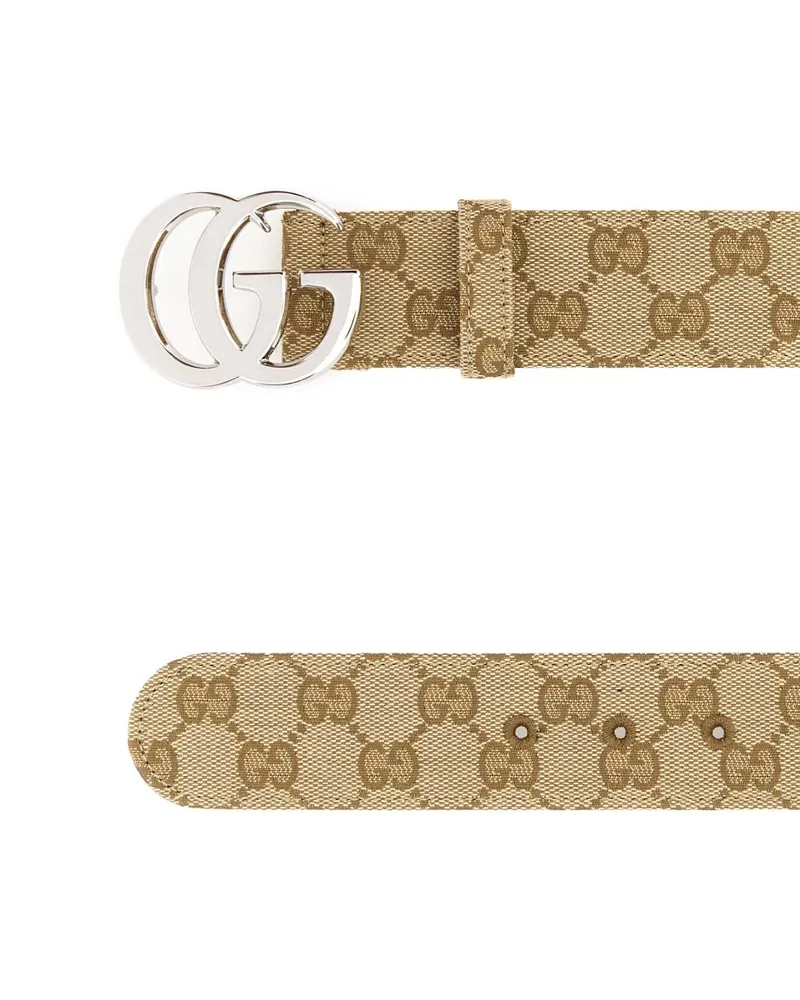 Gucci Men's Gg Fabric Belt Vintagesand Cinture Beige