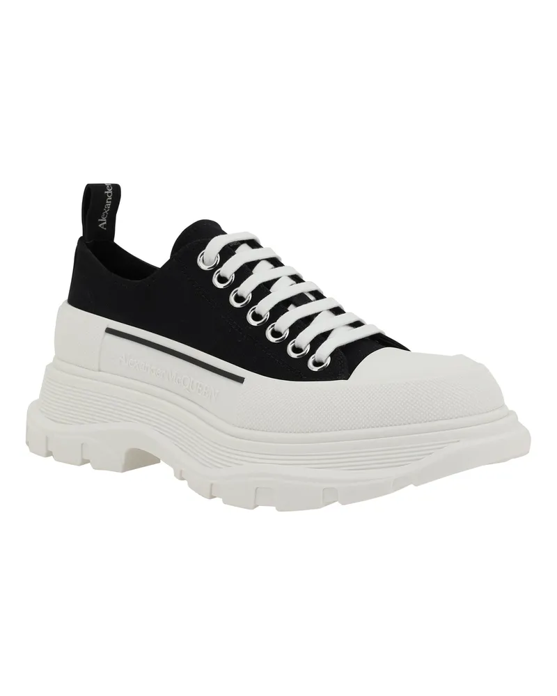 Alexander McQueen Women's Tread Slick Sneakers Black-White Upper: Cotton; Sole: Rubber Black/white Black