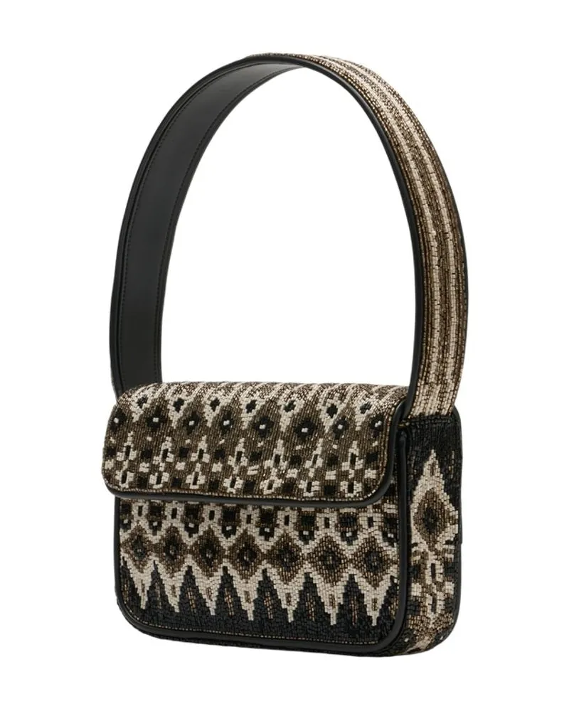 STAUD Women's Tommy Beaded Shoulder Bag -  Viscose Multicolor Shoulder-Hobo-Bags Black