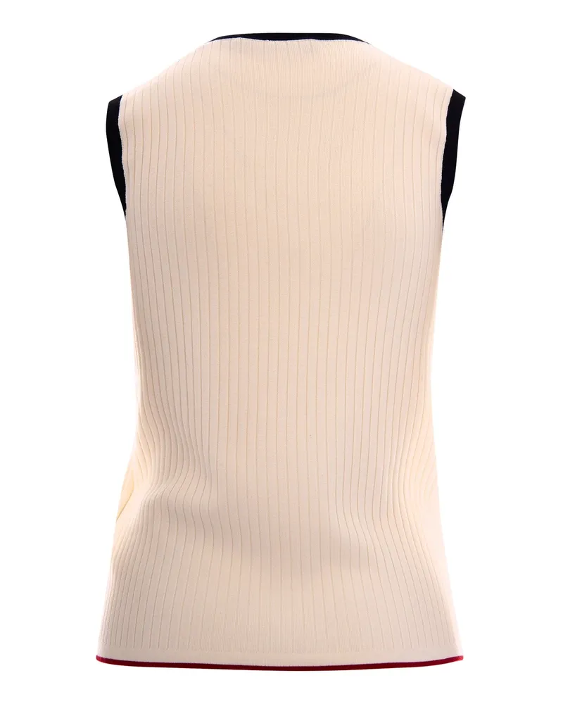 Max Mara Women's Sleeveless Viscose Top White-Blue Jumpers White/blue Sweater White
