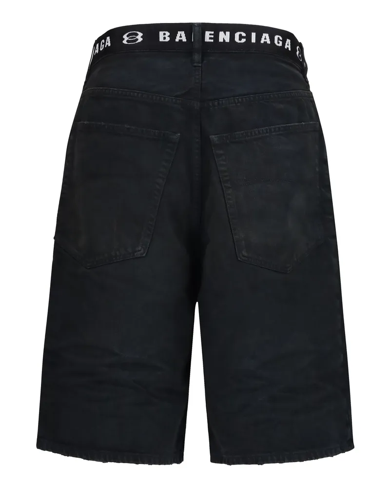 Balenciaga Men's Belted Shorts Dark Brown-Black Cotton Bermuda Brown/black Black