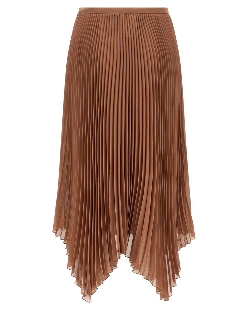 Valentino Garavani Pleated Silk Georgette Skirt — Brown Brown