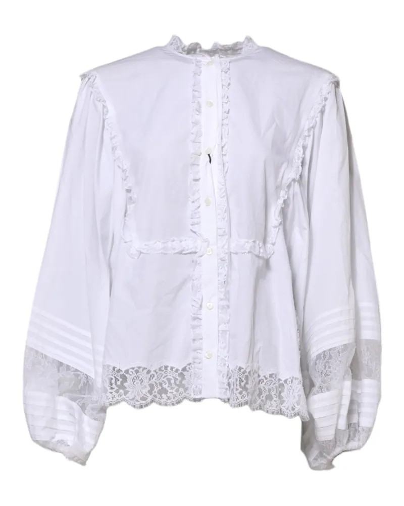 Dolce & Gabbana Ruffled Lace-Embellished Blouse — White White