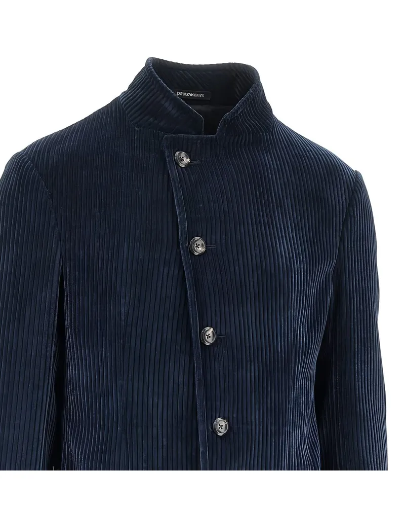 Emporio Armani Ribbed Cotton Blazer — Navy Navy