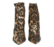 Women's Gold Leopard Sequin Sock Ankle Boots Shoes Elastane Nylon Polyester