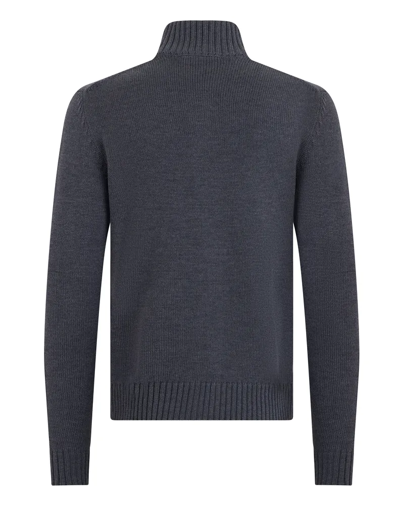 Slowear Men's Virgin Wool Cardigan With Lapel Collar Anthracite Cardigans Sweater Gray