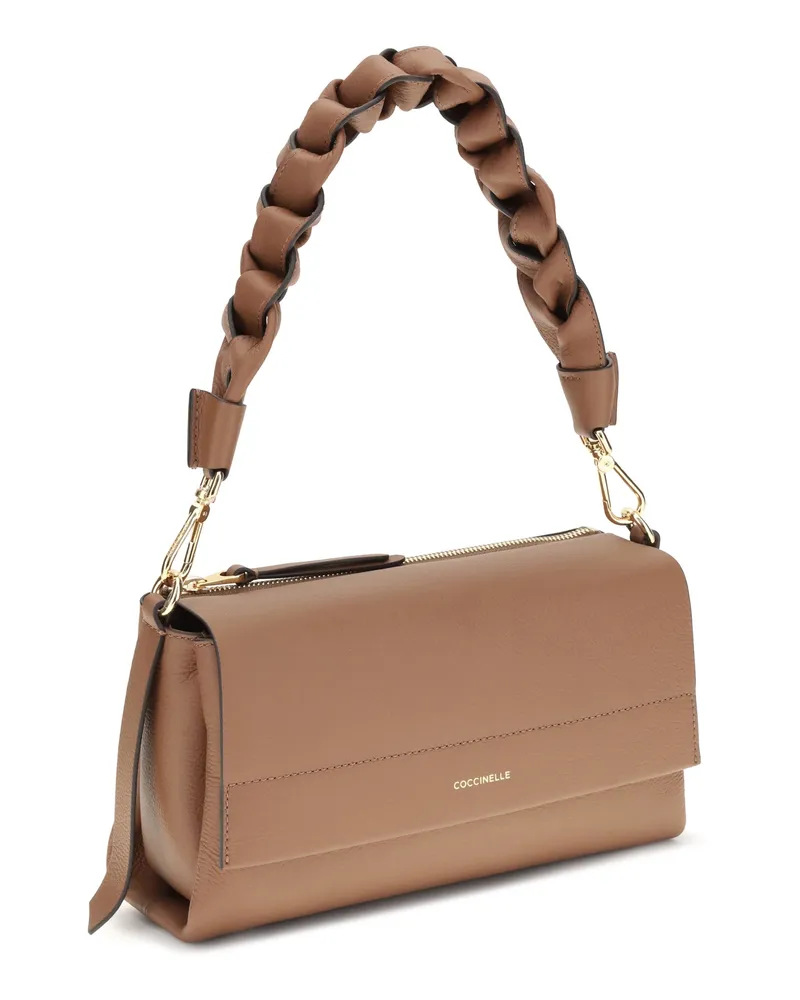 Coccinelle Women's Boheme Shoulder Bag Cognac-Noir Calf Leather Bos Taurus Cognac/noir Cognac