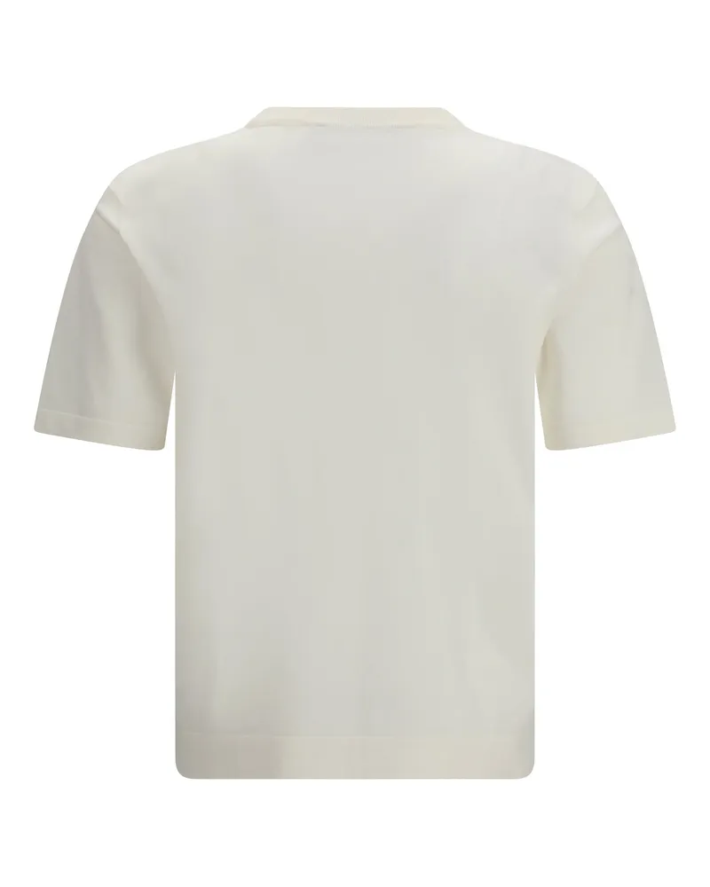 Piacenza Cashmere Men's Short-Sleeve Crewneck Sweater Bianco Ottico Cotton T-Shirts And Polos White