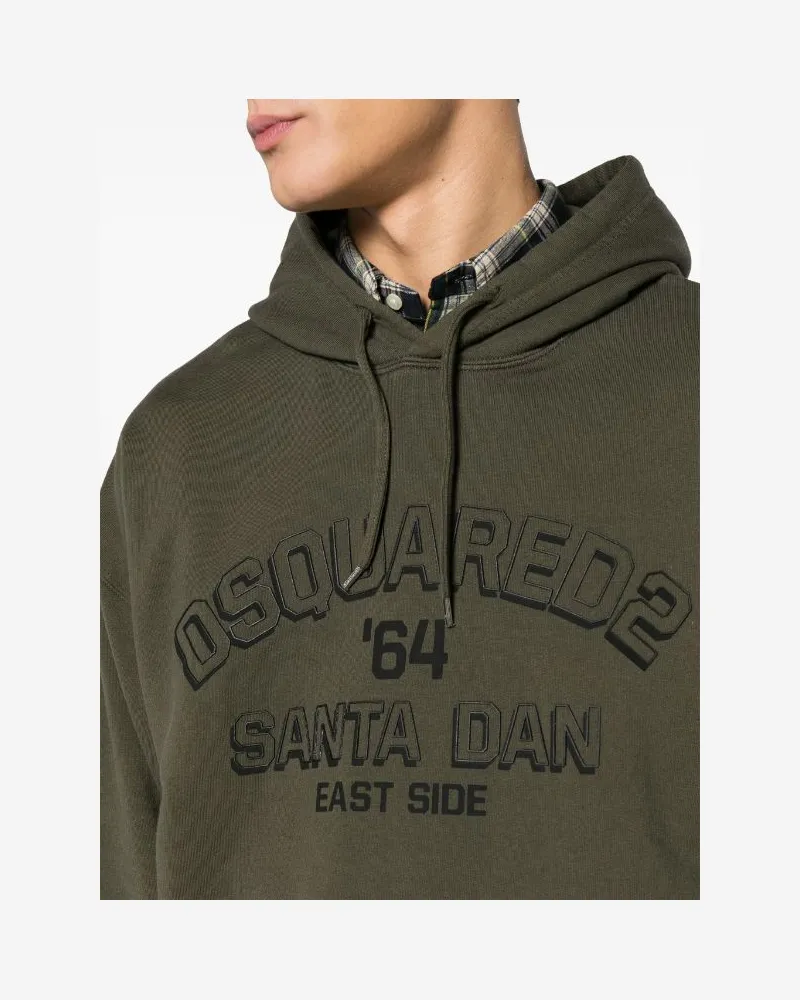 Dsquared2 Men's Logo-Embossed Cotton Hoodie Ss24 M Olive