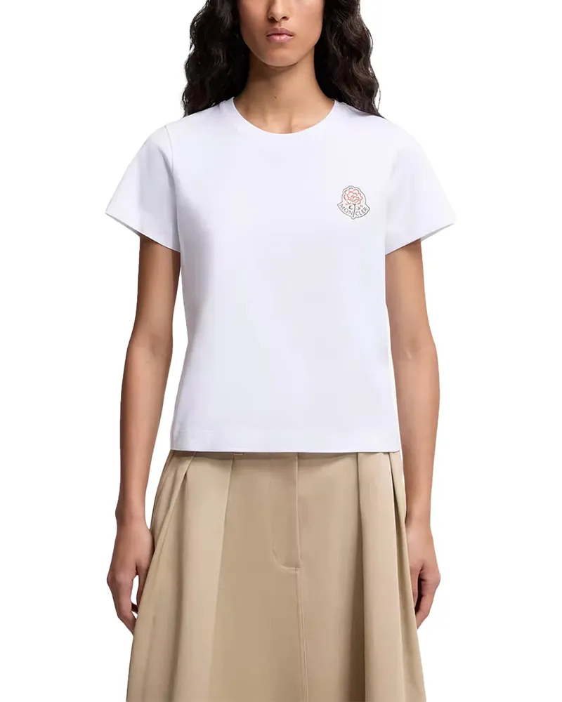 Moncler Logo-Embroidered Cotton T-Shirt — White White