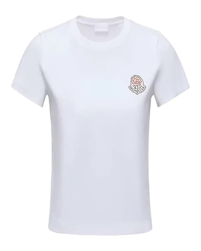 Moncler Logo-Embroidered Cotton T-Shirt — White White