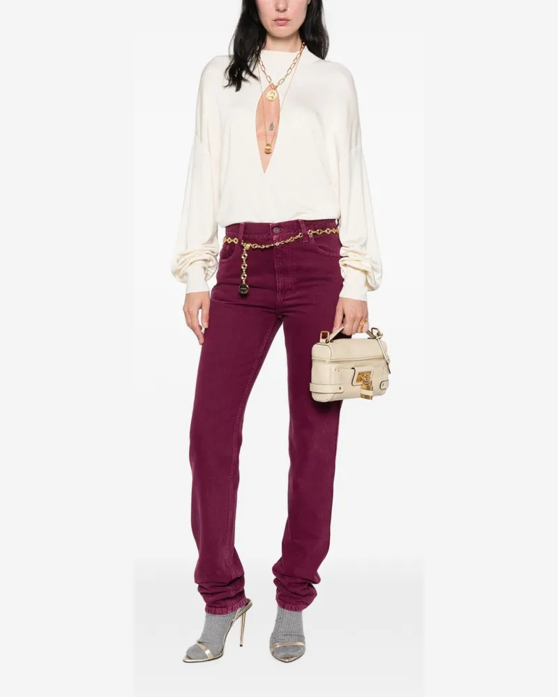 Chloé Cotton Denim Jeans — Burgundy Burgundy
