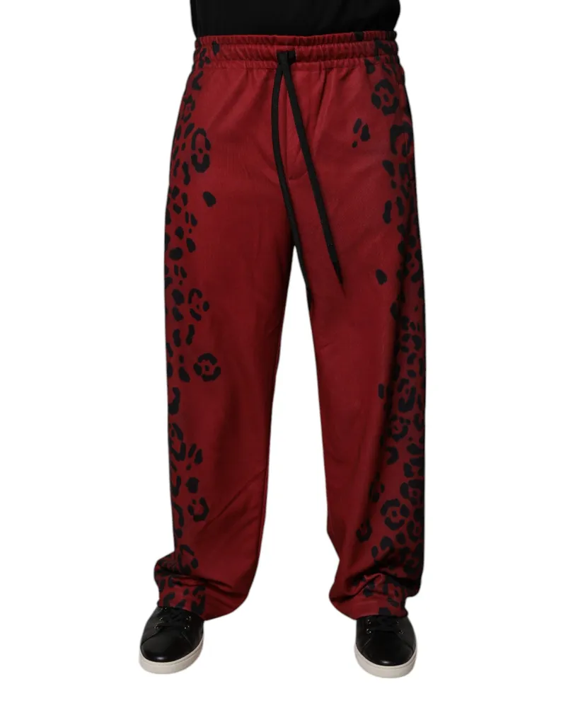Dolce & Gabbana Leopard-Print Polyester Joggers — Red Red