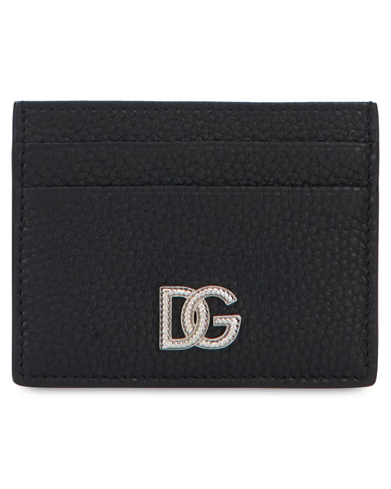 Dolce & Gabbana Men's Card Holder Black Leather Wallets & Cardholders Black