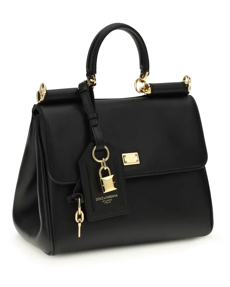 Dolce & Gabbana Women's My Sicily Handbag Nero Calf Leather Bos Taurus Shoulder Bags Black