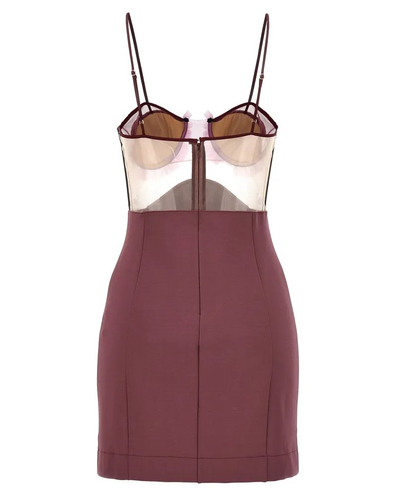 Nensi Dojaka Explosive Flower Bra Dress — Burgundy Burgundy