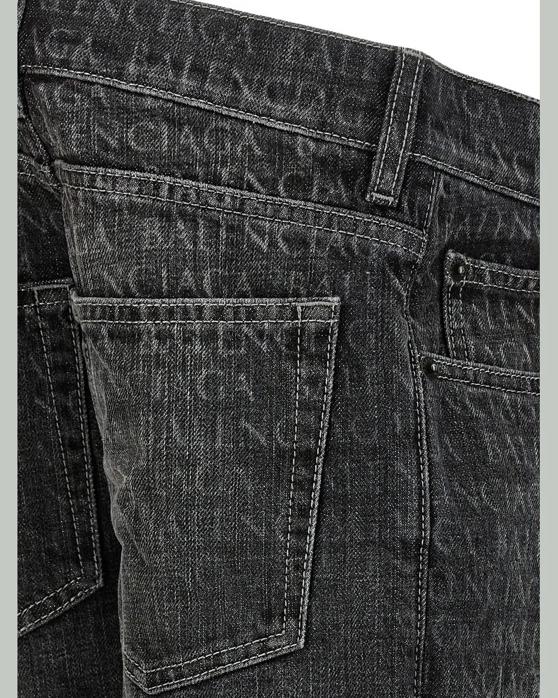 Balenciaga Logo-Print Wide-Leg Jeans — Black Black