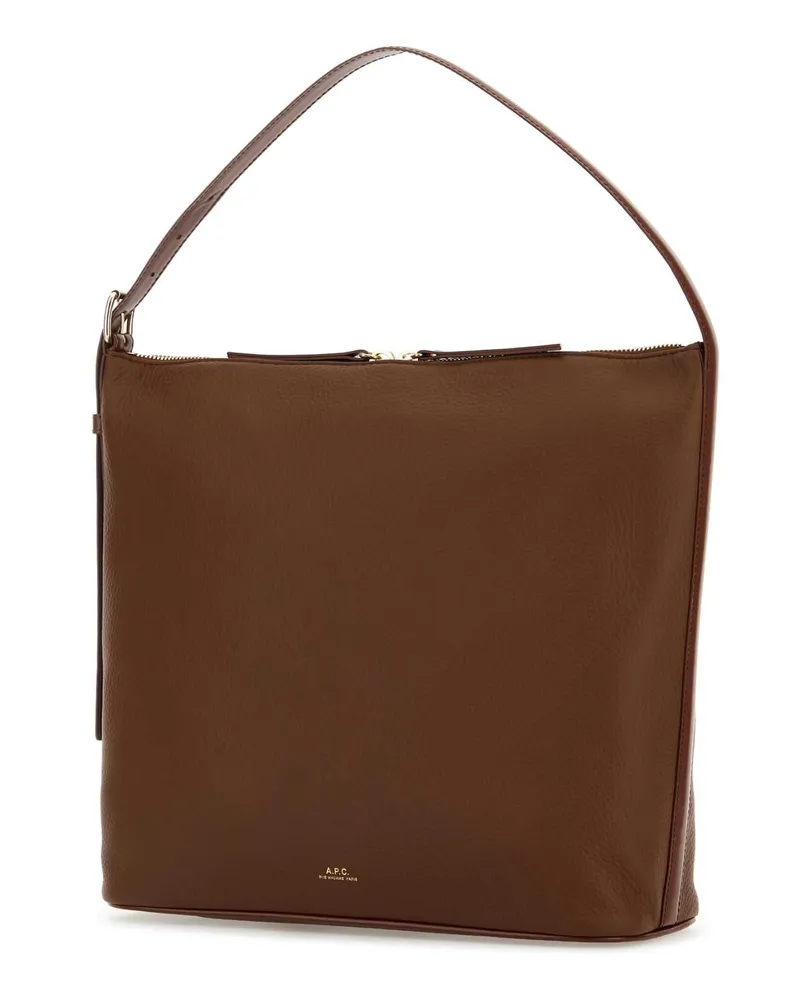 A.P.C. Women's Brown Leather Vera Shoulder Bag Hazelnut Vache Borse A Mano Brown