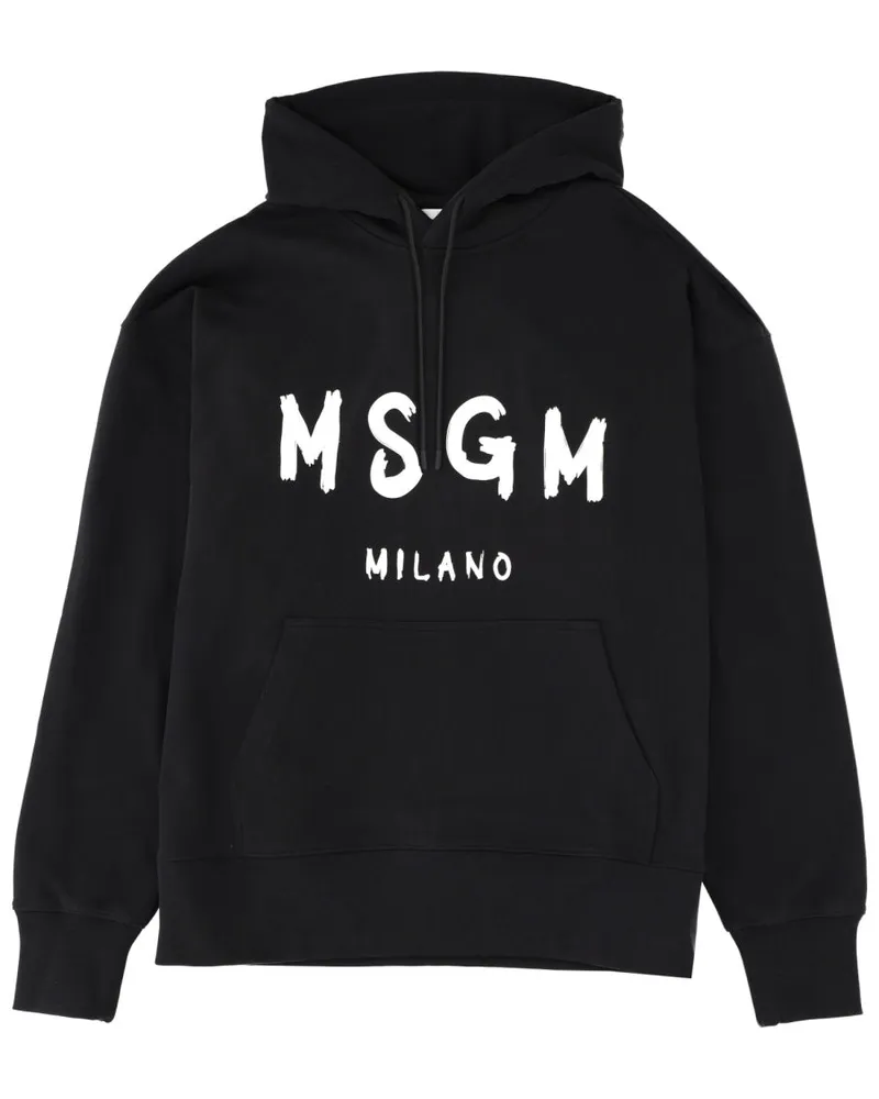 MSGM Logo-Embroidered Cotton Sweatshirt — Black Black