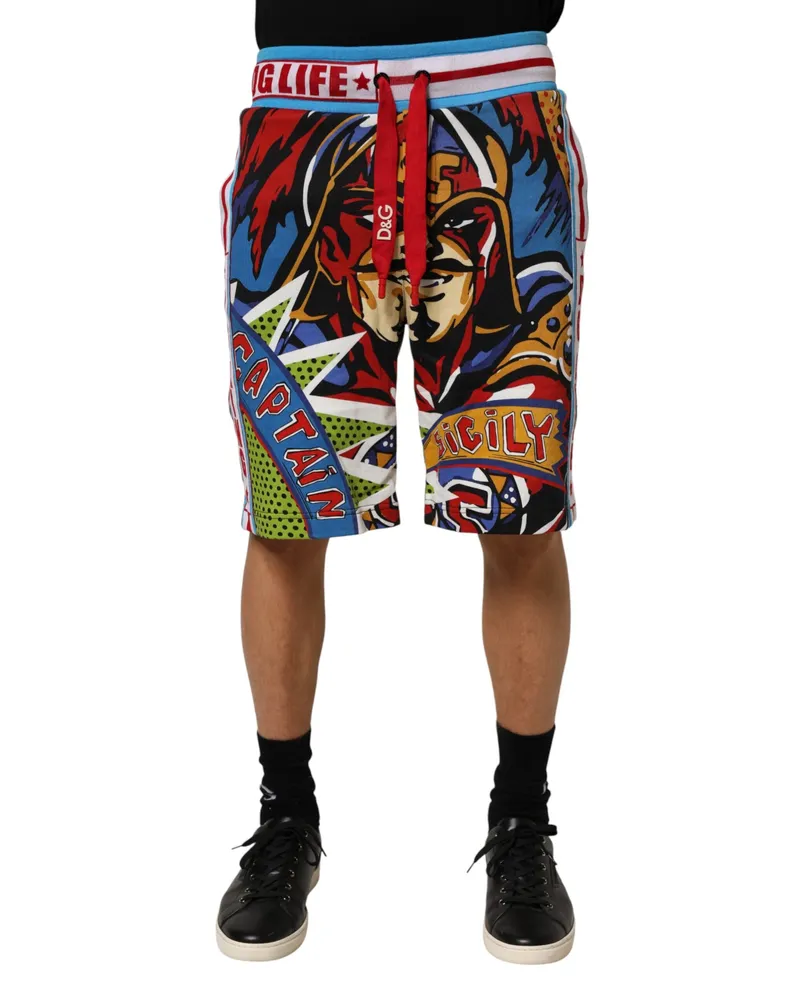Dolce & Gabbana Multicolor Captain Sicily Men Bermuda Shorts Co+pl Multicolor