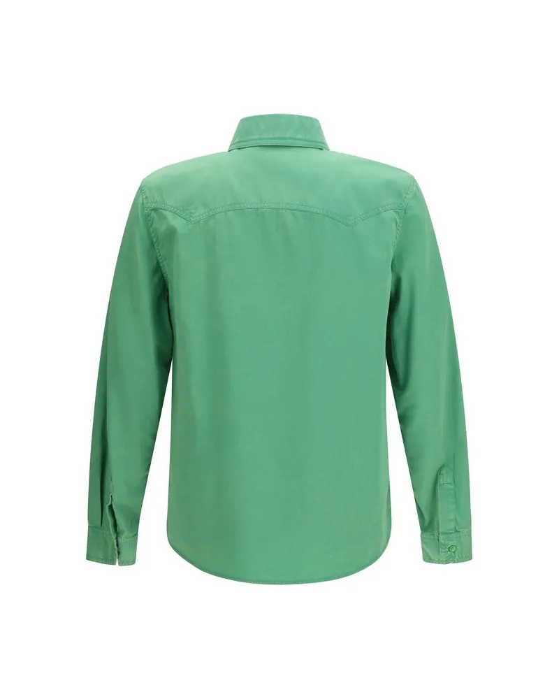 Versace Men's Bicolor Cotton Shortsleeve Shirt Green