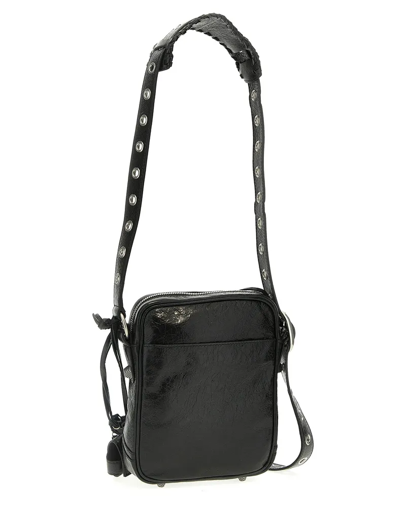 Balenciaga Men's Black Lamb Leather Crossbody Bag Black