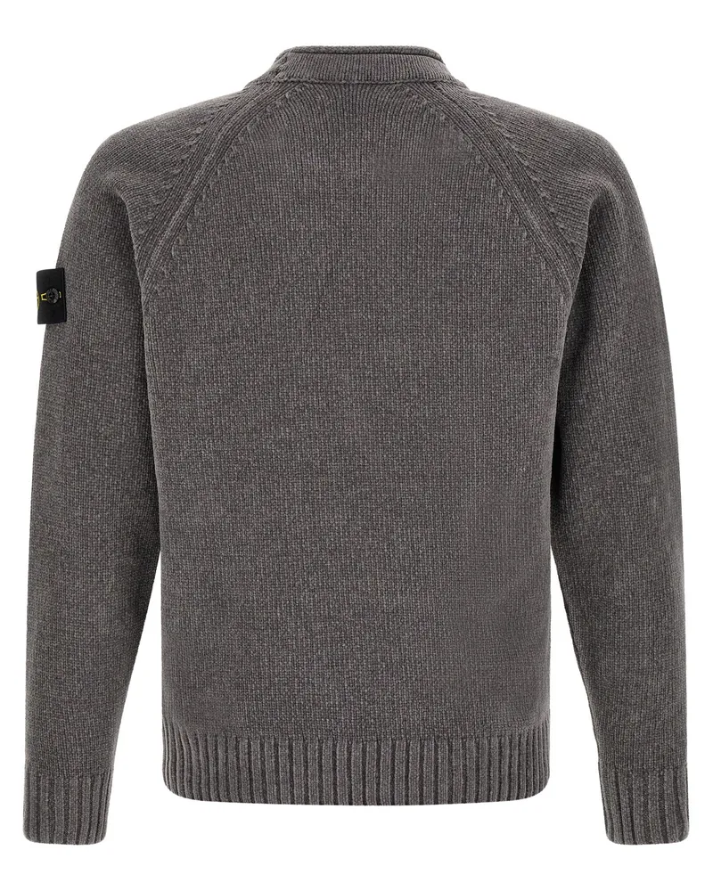 Stone Island Mouliné Cotton Chenille Sweater — Gray Gray