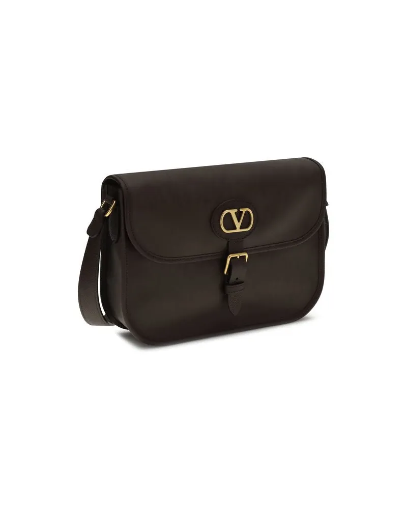 Valentino Garavani Men's Brown Calf Leather Bos Taurus Shoulder Bag Brown