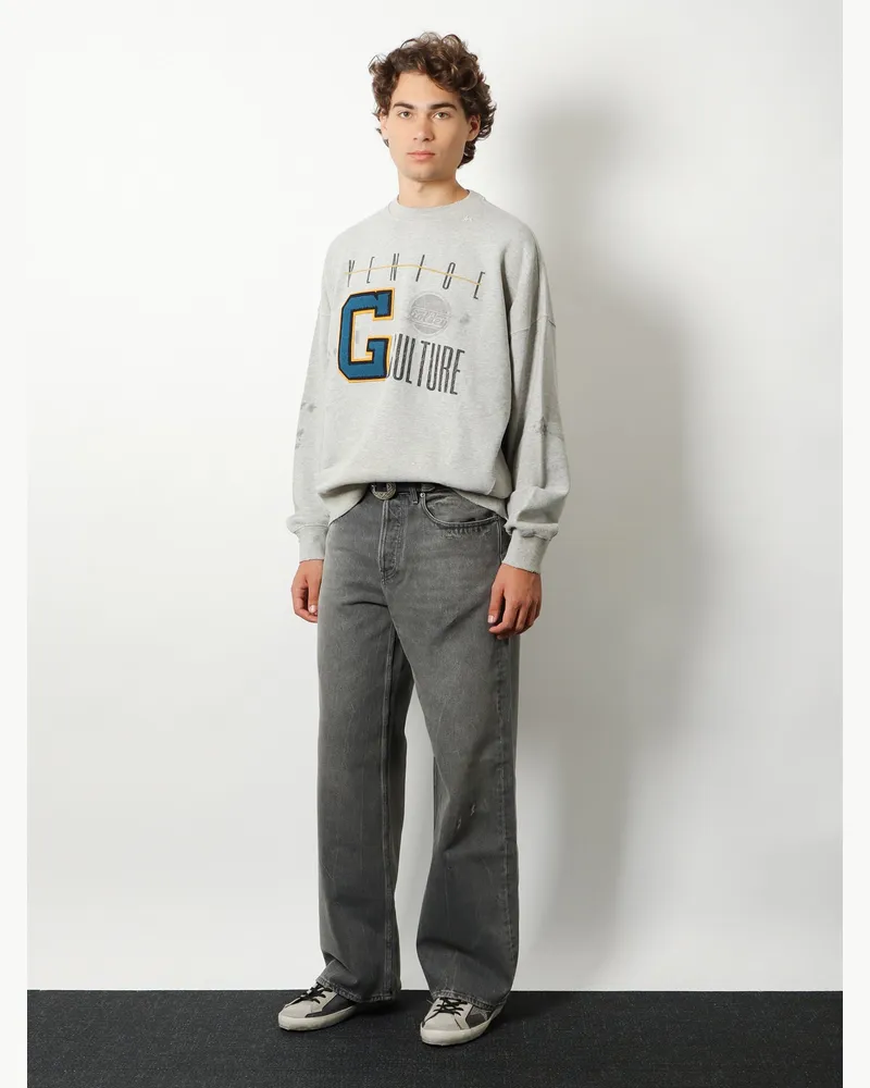 Golden Goose Men Cotton Sweatshirt Grey Sweatshirts Sweater Gray