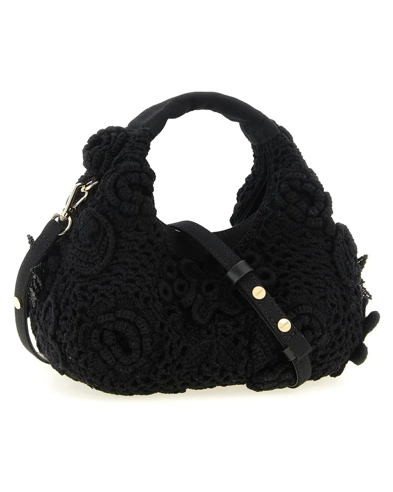 Ganni Mini Hobo Crochet Handbag Black