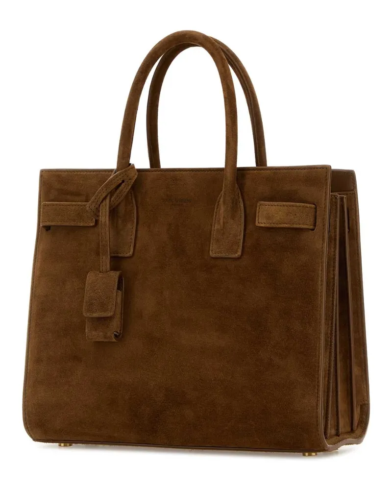 Saint Laurent Women's Brown Suede Sac De Jour Handbag Orangecarcoocc Borse A Mano Bag Brown