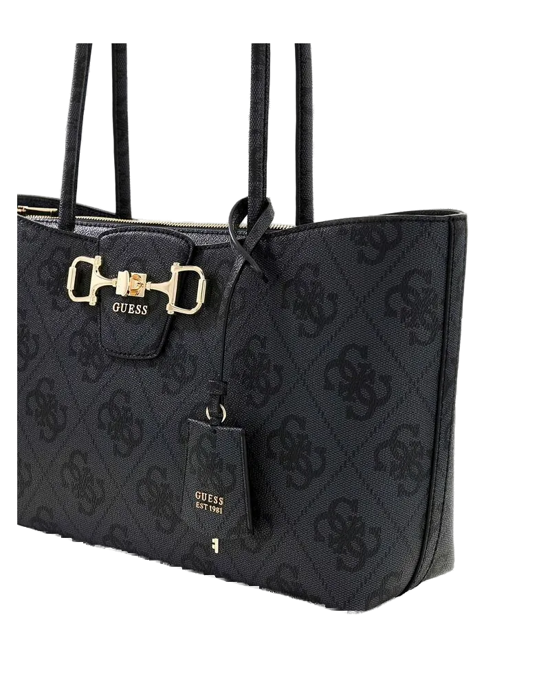 Guess Women's Tote Bag Coal Logo Polyurethane - Tote-Bags Black