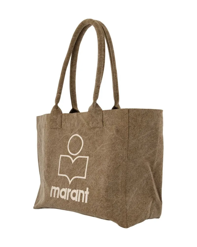 Isabel Marant Women's Yenky Zipped Tote Bag -  Cotton Khaki Totes-Shopping-Bags Khaki